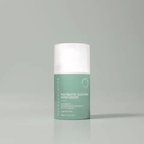 Official packaging for Postbiotic Soothing Moisturizer.
